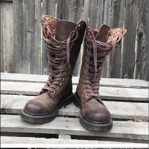 Brown floral Doc Martens